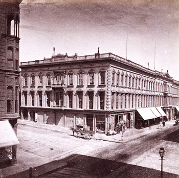 In 1863, Polish residents of San Francisco held monthly at the Russ House, welcoming all supporters of Polish liberty. The Russ House was located at 235 Montgomery Street, and stretched from Pine to Bush Streets.