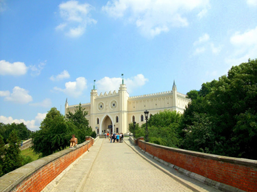 Lublin Castle, now a museum.  To the right of the pathway is the location of the former Jewish district and ghetto.
