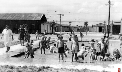 Pahiatua, NZ: The kindergartners in the camp's pool.PHOTO courtesy of the Kresy-Siberia Virtual MuseumExhibition: Daily Life