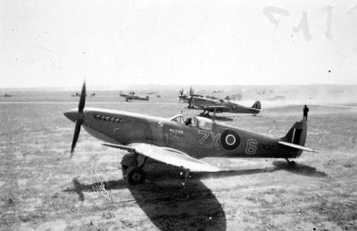 From the Imperial War Museum: "PFT Spitfire MK9 ZX6" – the kind flown by Skalski's Circus in Tunisia – by a Royal Air Force official photographer.