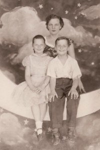 John with his mother and sister